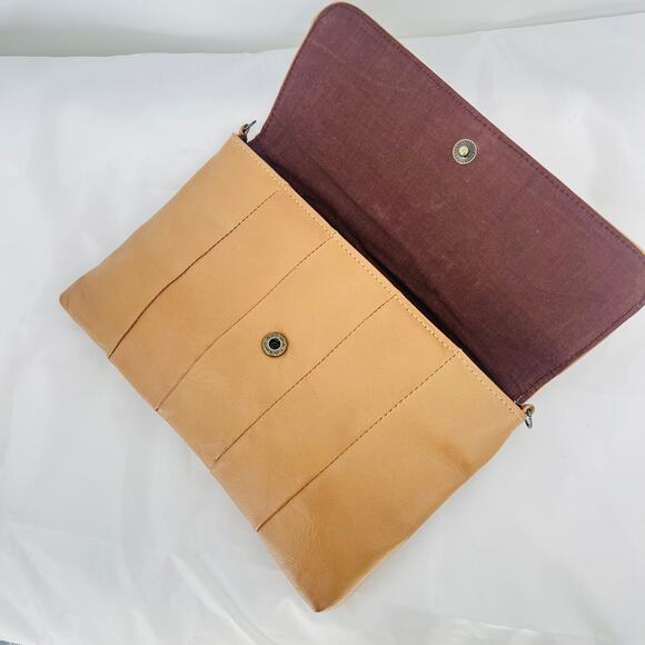 Genuine Leather Clutch With Detachable Strap Unbranded Minimalist Twee Neutral - Picture 6 of 6